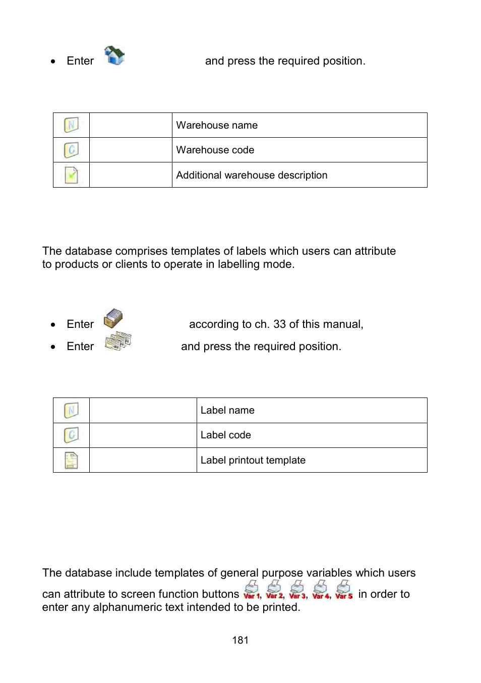Database of labels, Database of universal variables | RADWAG WLY Scales User Manual | Page 181 / 225