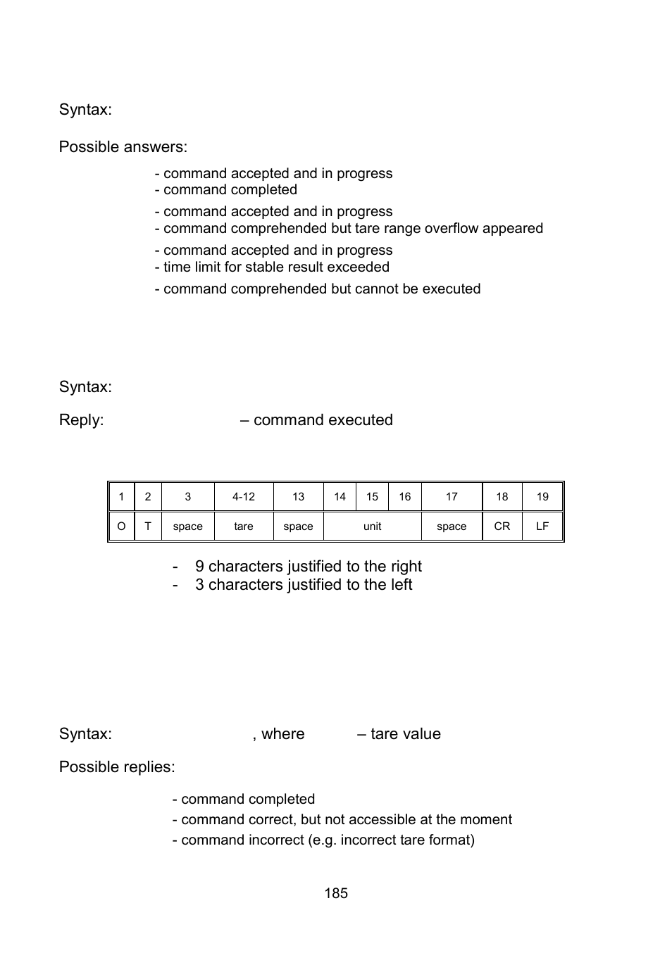 Tarring, Get tare value, Set tare value | RADWAG WLY Scales User Manual | Page 185 / 225