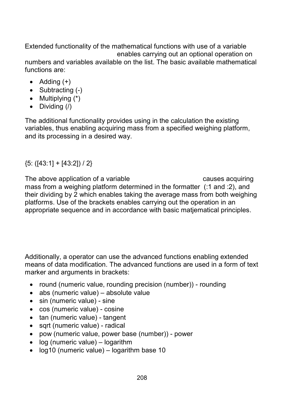 Mathematical function | RADWAG WLY Scales User Manual | Page 208 / 225