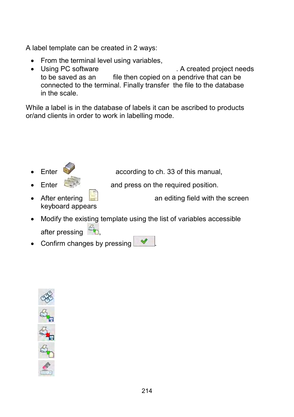 Appendix c – label template, Designing a label from the terminal level | RADWAG WLY Scales User Manual | Page 214 / 225