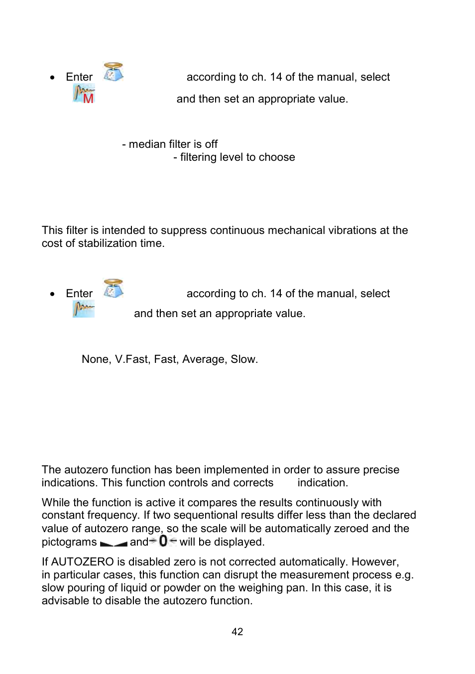 Filter, Autozero | RADWAG WLY Scales User Manual | Page 42 / 225