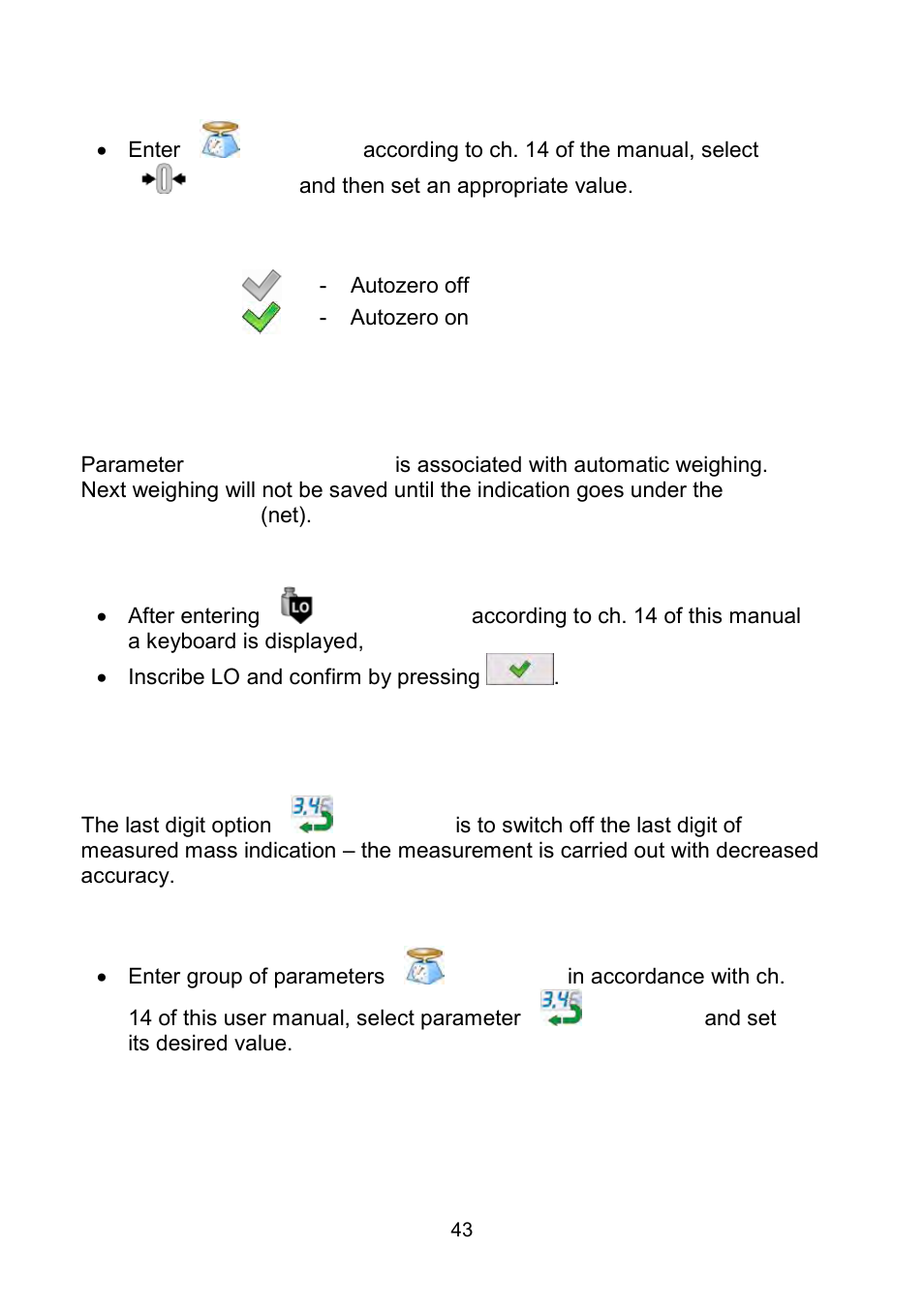 Minimum weight for different functions (lo), Last digit | RADWAG WLY Scales User Manual | Page 43 / 225