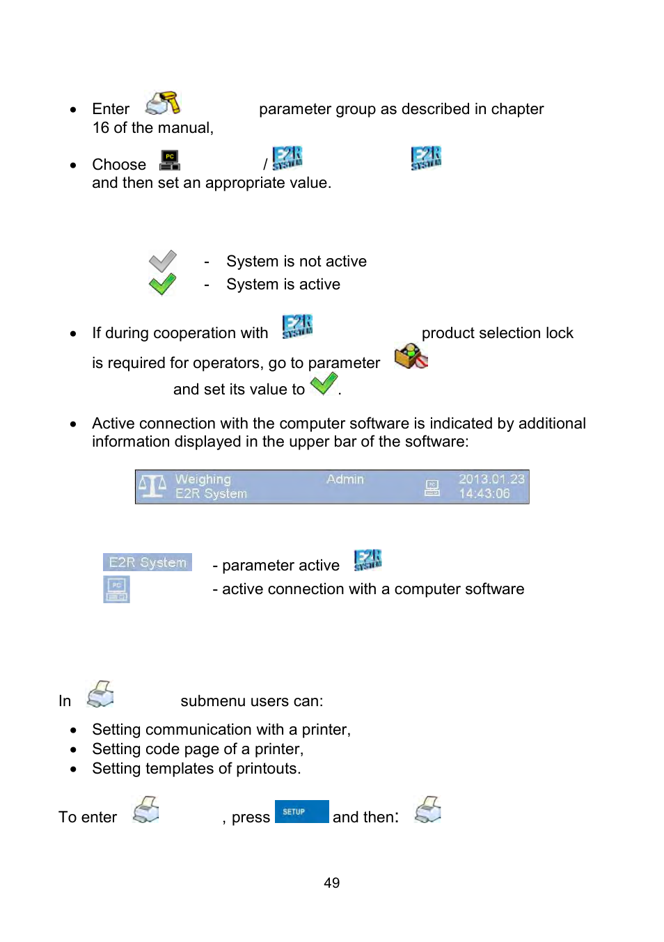 Printer | RADWAG WLY Scales User Manual | Page 49 / 225