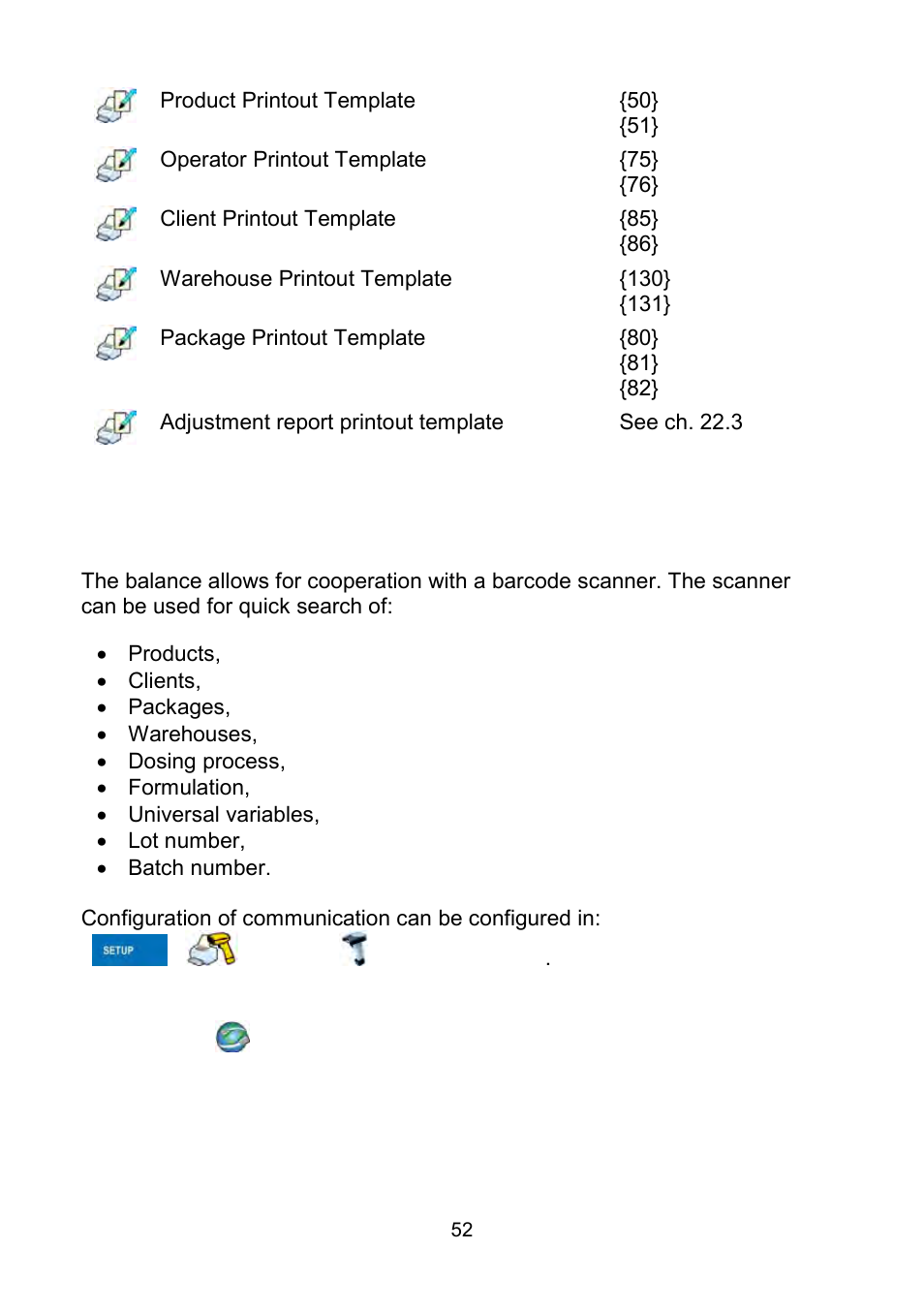 Barcode scanner | RADWAG WLY Scales User Manual | Page 52 / 225