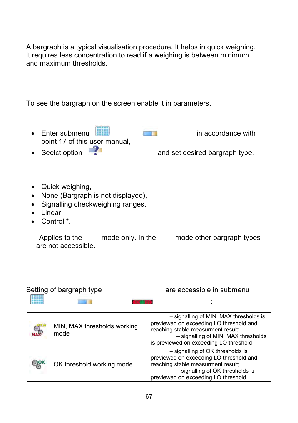 Bargraph, Bargraph type, Bargraph “quick weighing | RADWAG WLY Scales User Manual | Page 67 / 225