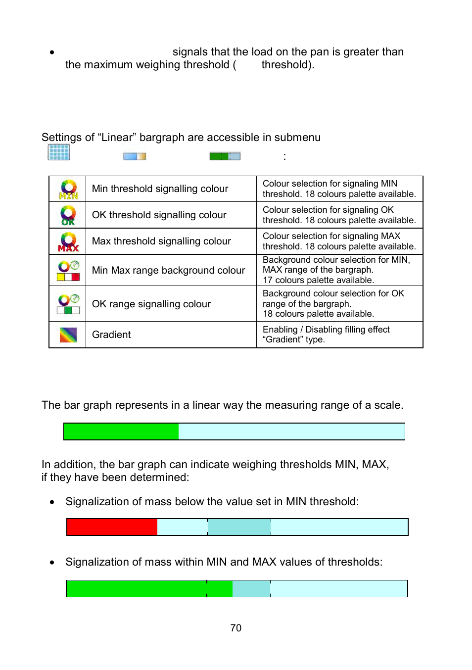 Bargraph type: „linear | RADWAG WLY Scales User Manual | Page 70 / 225