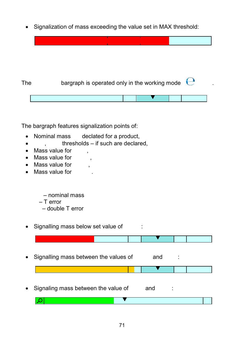 “control” bargraph, Control” bargraph | RADWAG WLY Scales User Manual | Page 71 / 225
