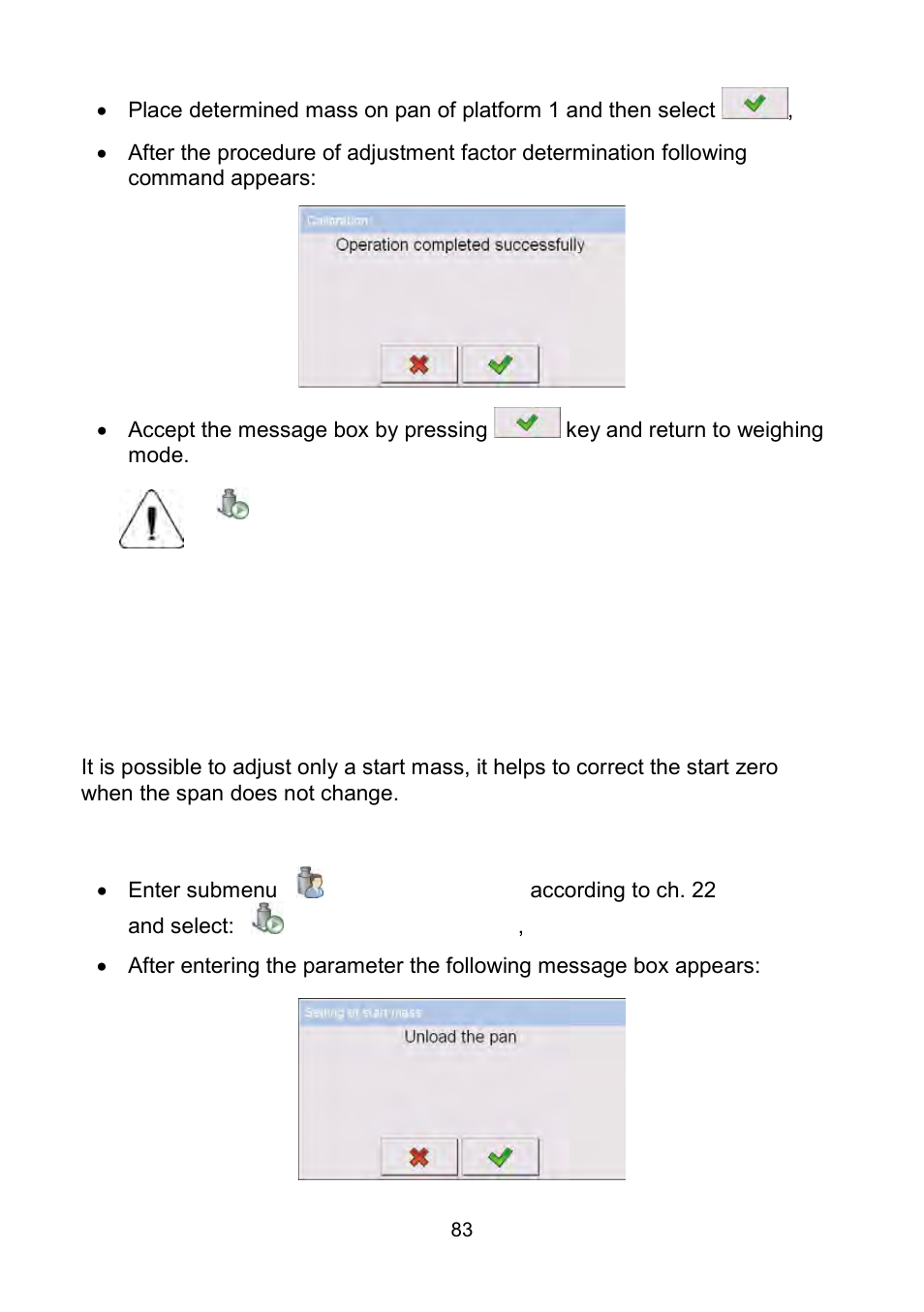 Start mass adjustment | RADWAG WLY Scales User Manual | Page 83 / 225