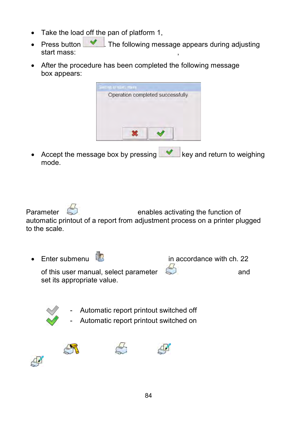 Report from adjustment process | RADWAG WLY Scales User Manual | Page 84 / 225