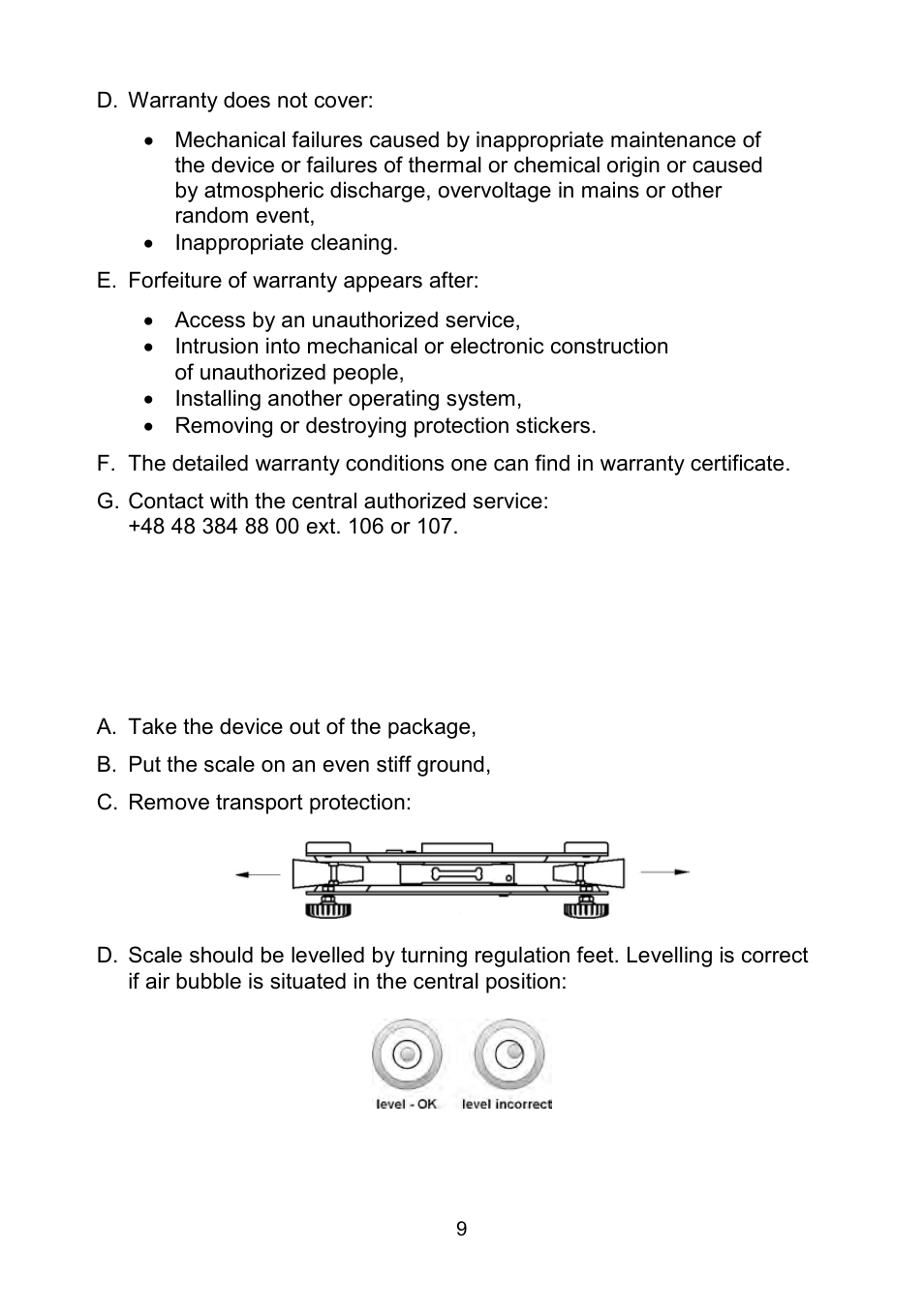 Unpacking and mounting, Scales of y/c series | RADWAG WLY Scales User Manual | Page 9 / 225