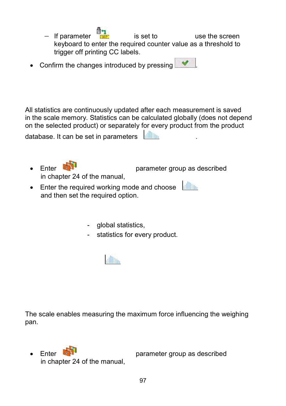 Statistics, Peak hold | RADWAG WLY Scales User Manual | Page 97 / 225