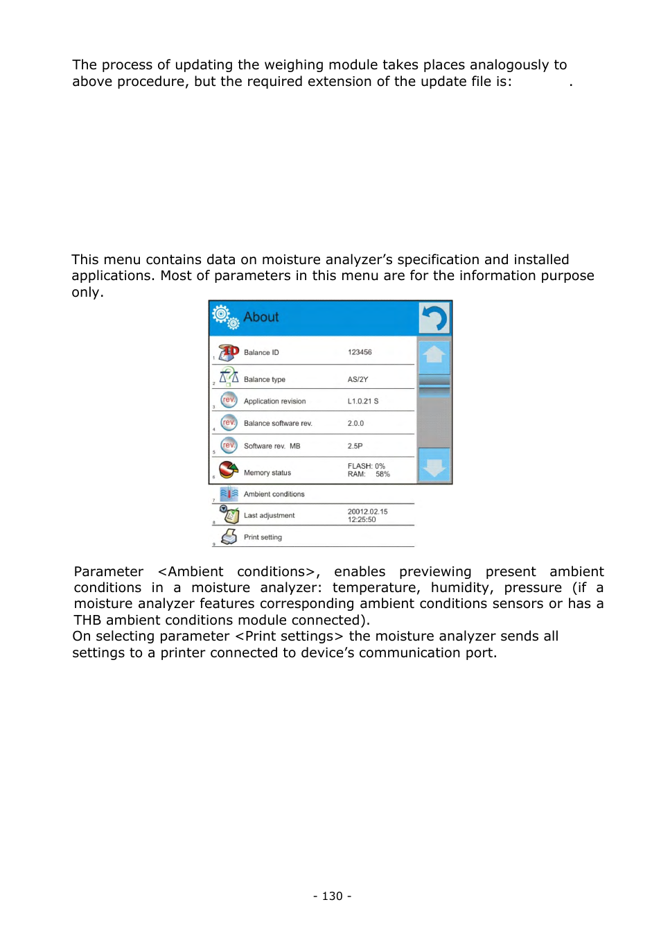 System information | RADWAG MA 200.3Y Moisture Analyzer User Manual | Page 130 / 170