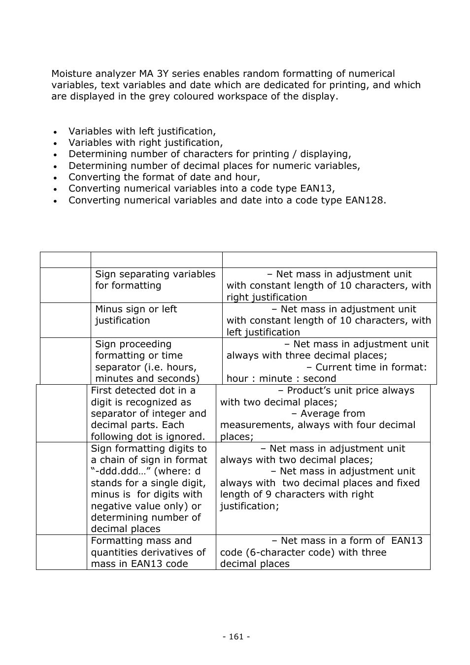 Variables formatting | RADWAG MA 200.3Y Moisture Analyzer User Manual | Page 161 / 170