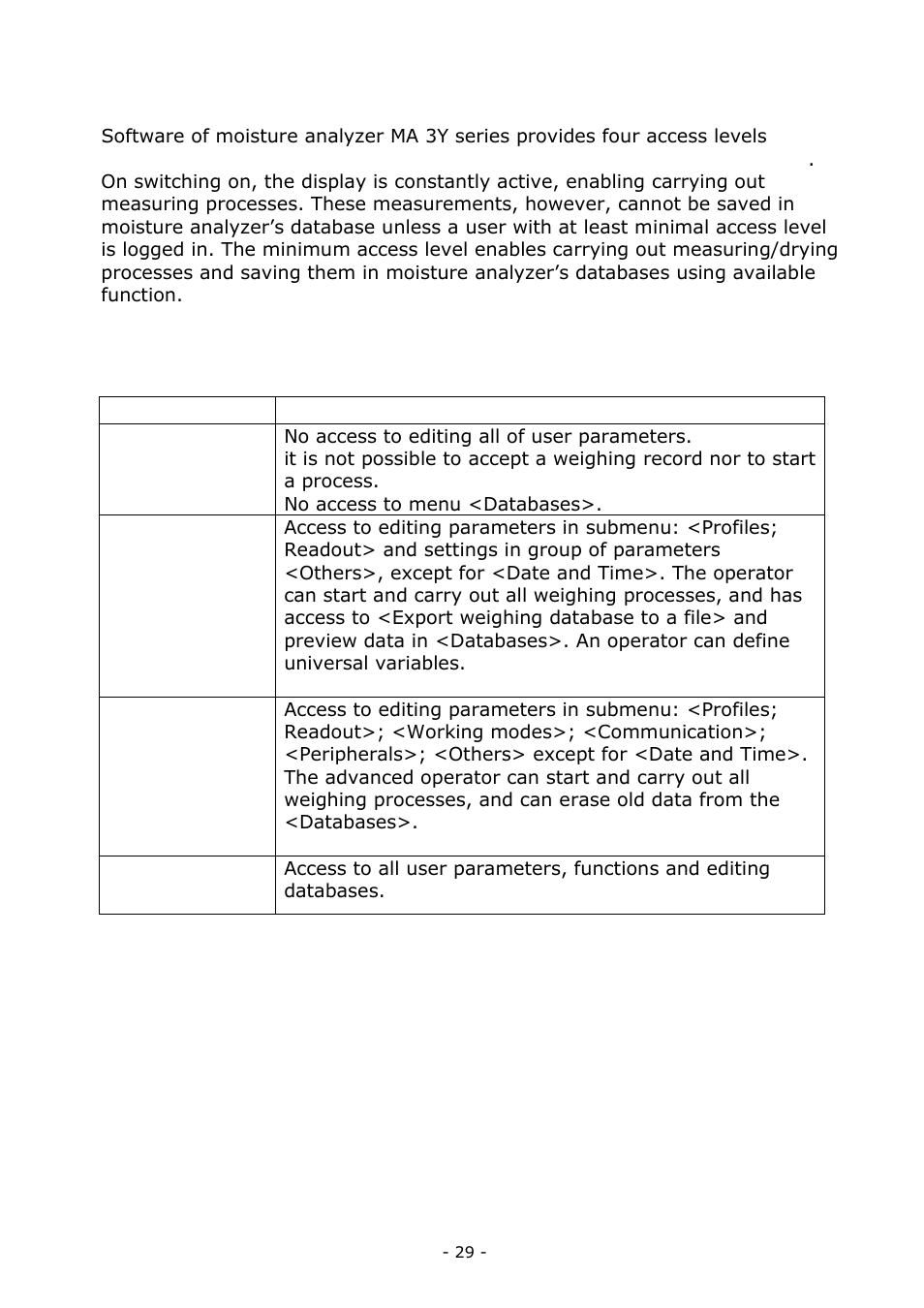 RADWAG MA 200.3Y Moisture Analyzer User Manual | Page 29 / 170