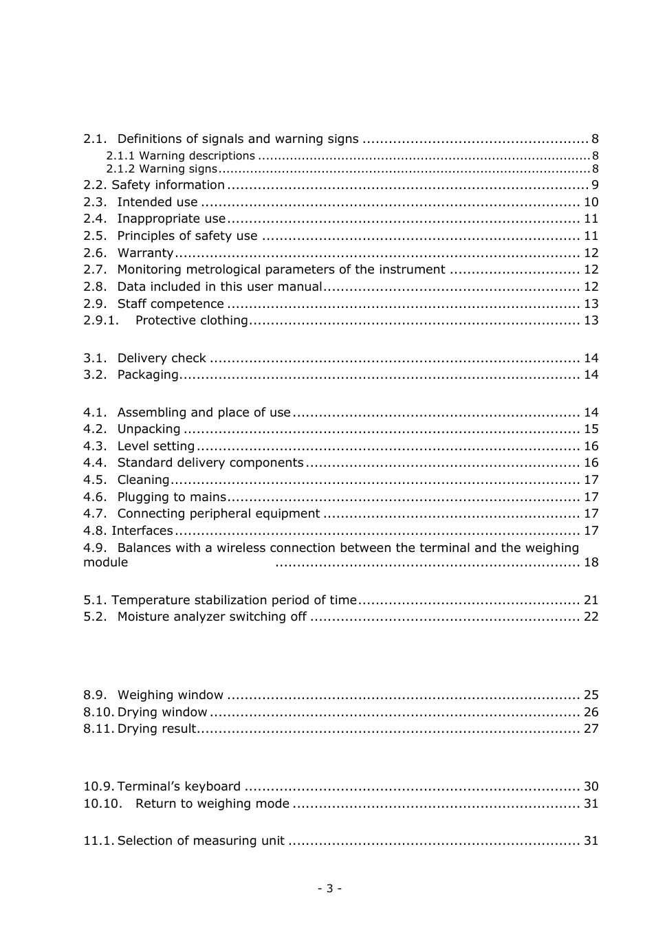 RADWAG MA 200.3Y Moisture Analyzer User Manual | Page 3 / 170