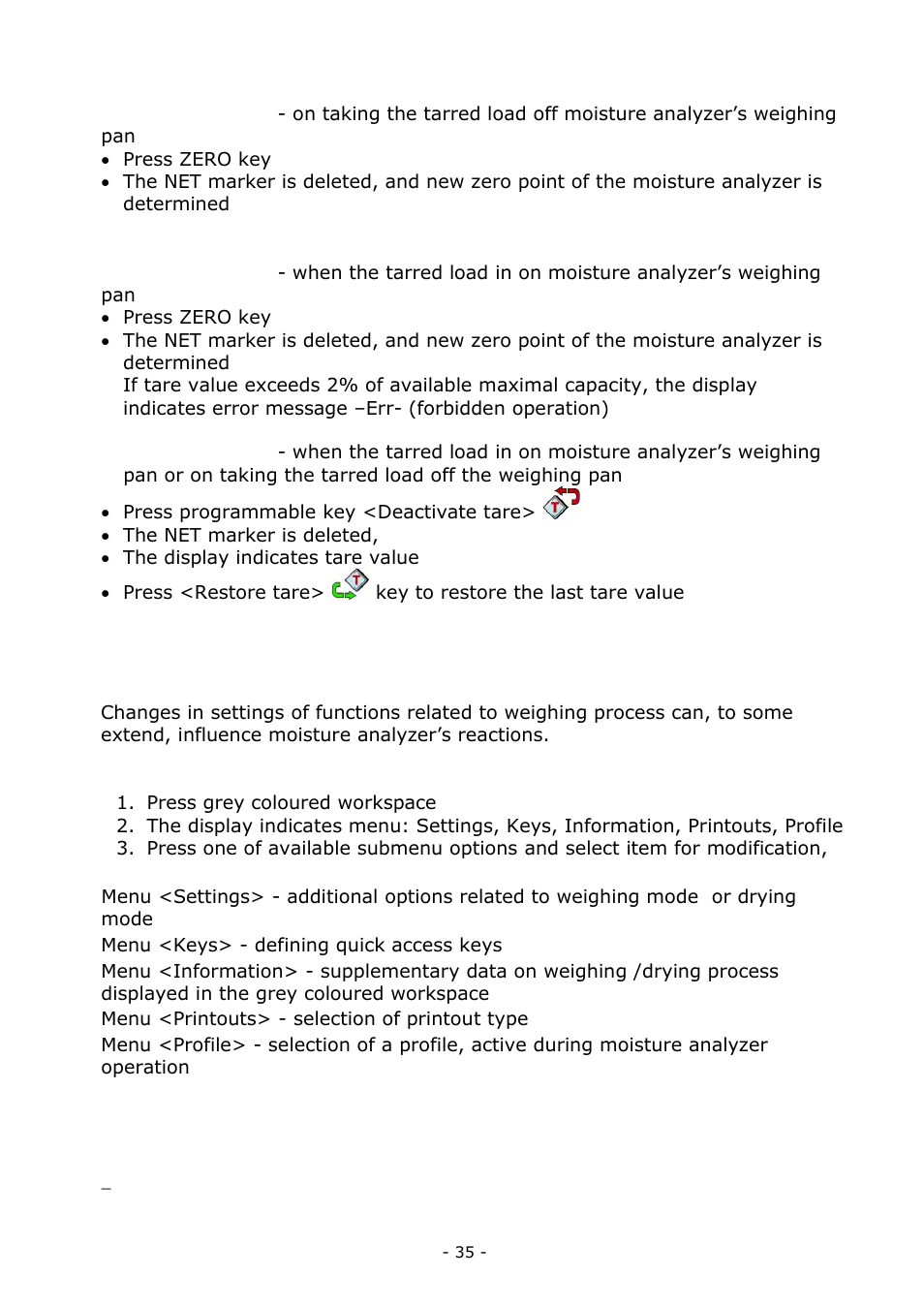 Additional parameters on weighing process | RADWAG MA 200.3Y Moisture Analyzer User Manual | Page 35 / 170
