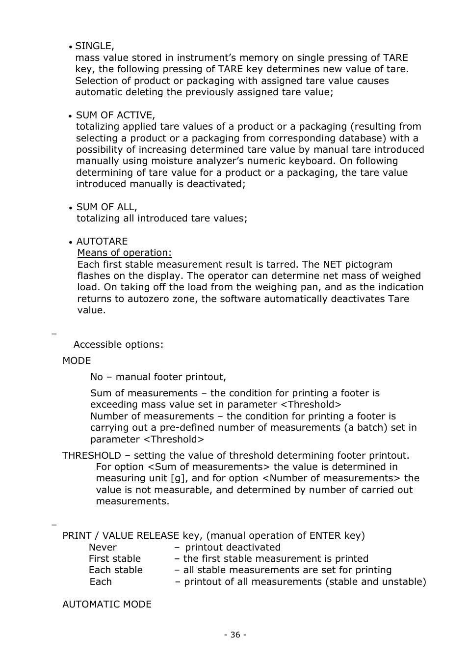 RADWAG MA 200.3Y Moisture Analyzer User Manual | Page 36 / 170