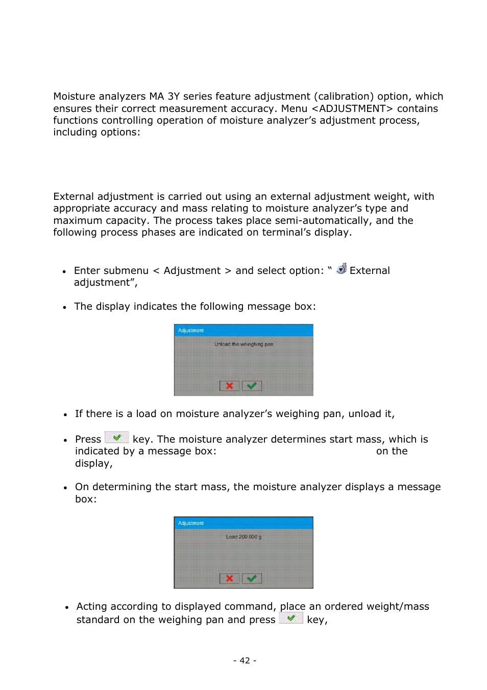 Adjustment, External adjustment | RADWAG MA 200.3Y Moisture Analyzer User Manual | Page 42 / 170