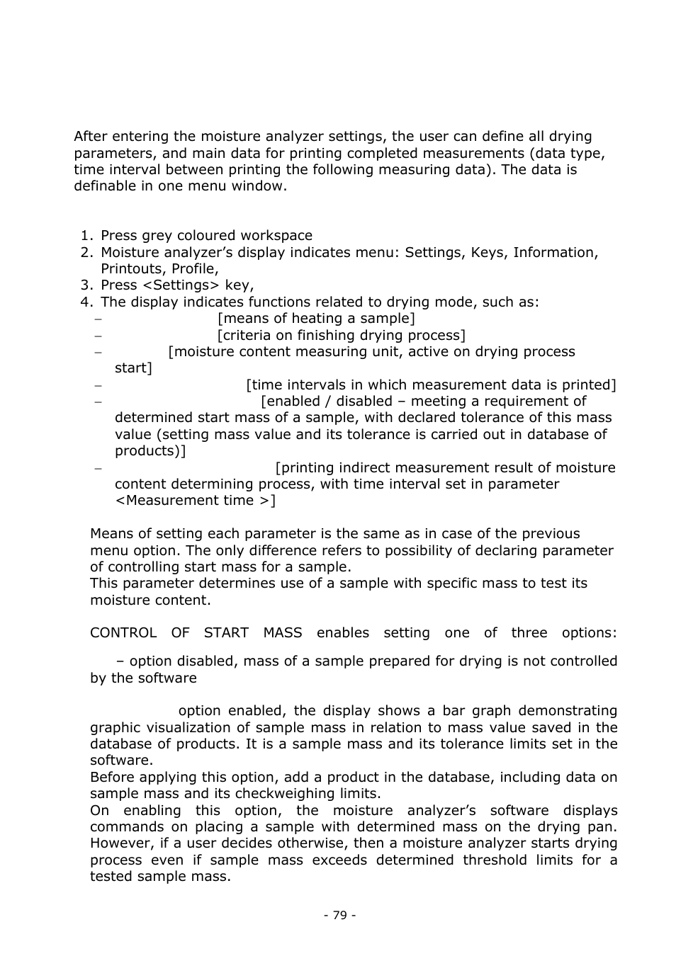 Use of menu <settings | RADWAG MA 200.3Y Moisture Analyzer User Manual | Page 79 / 170