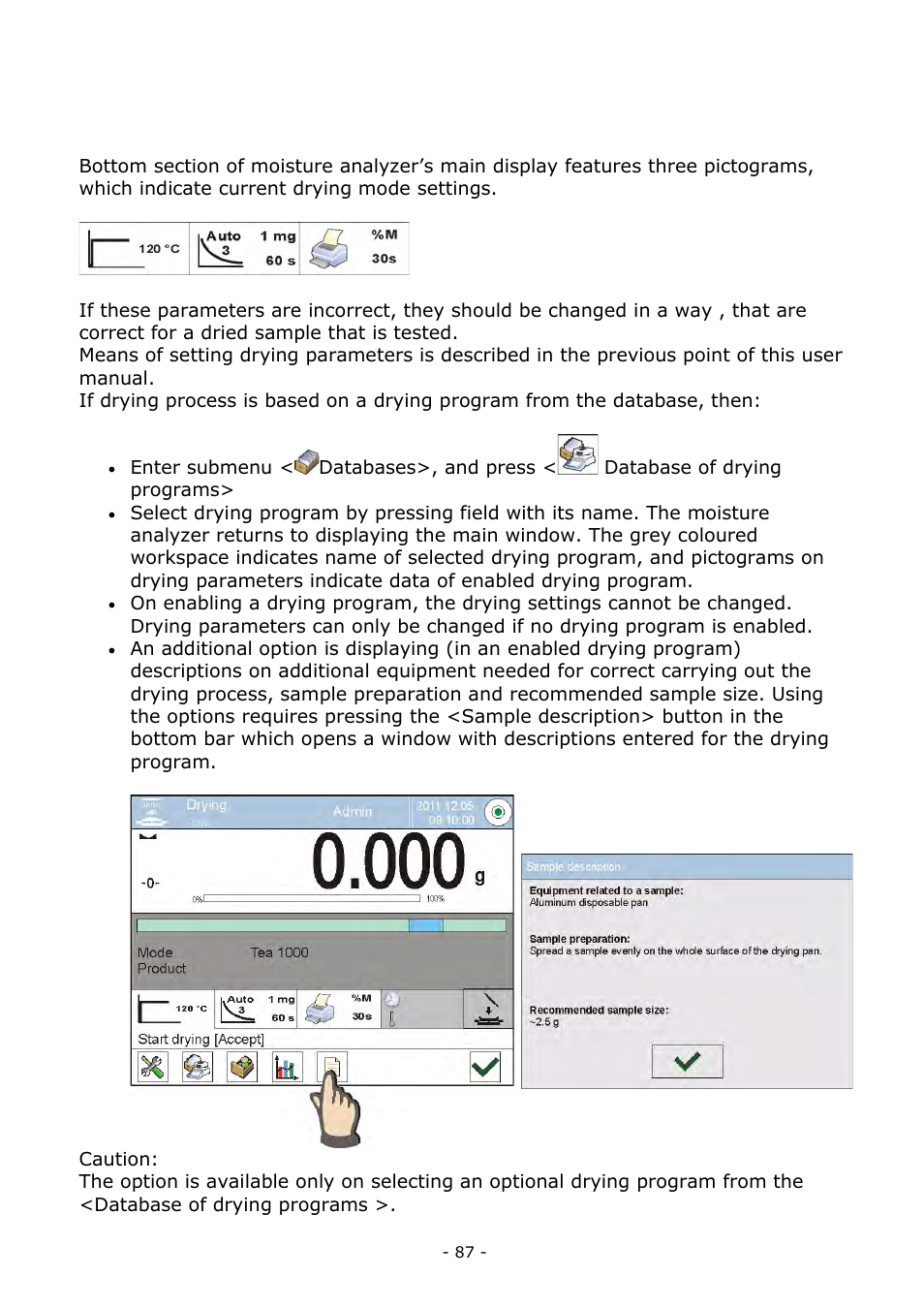 Means of carrying out drying process | RADWAG MA 200.3Y Moisture Analyzer User Manual | Page 87 / 170