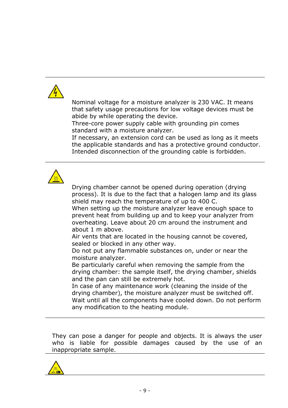 Safety information | RADWAG MA 200.3Y Moisture Analyzer User Manual | Page 9 / 170