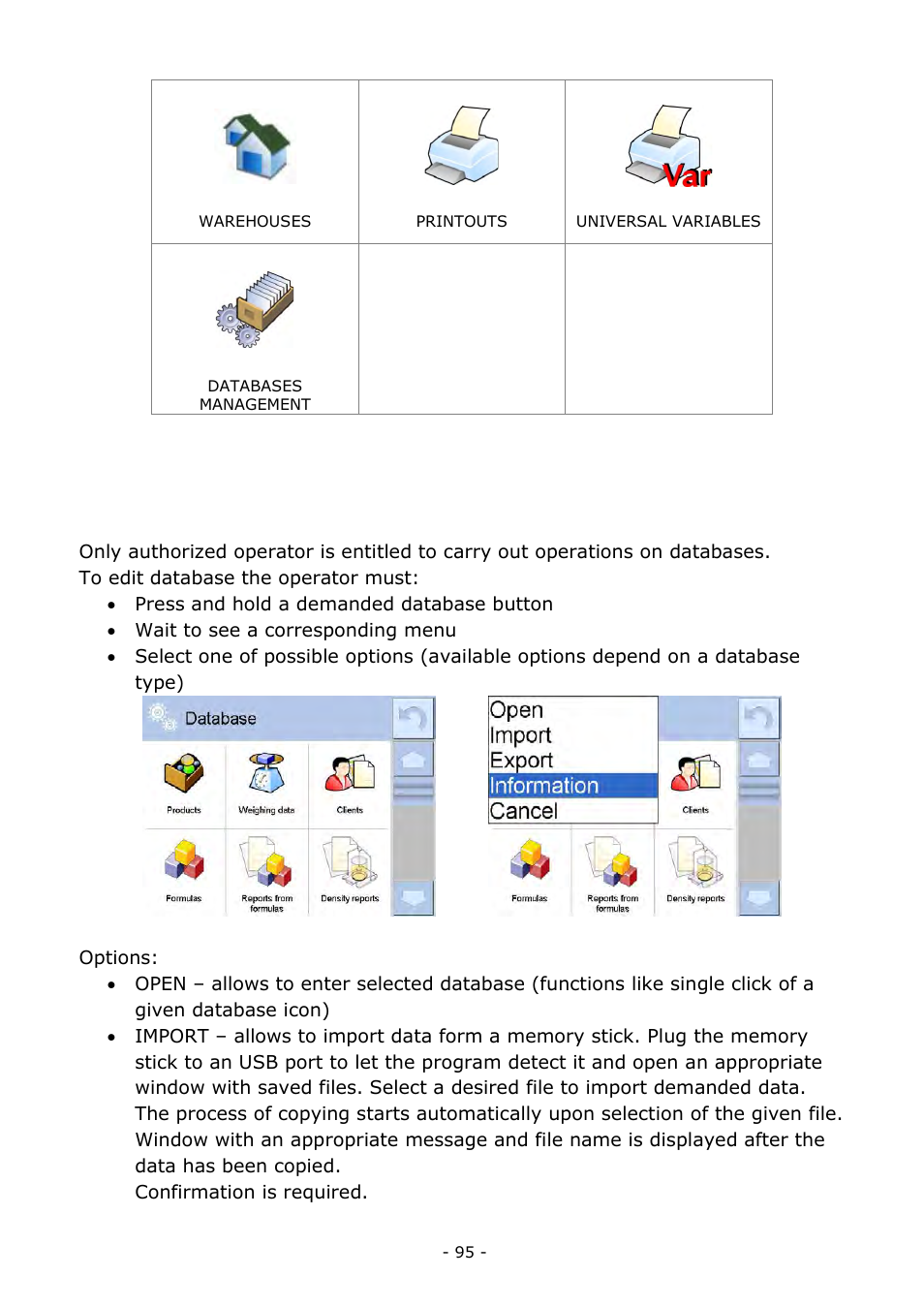 Processes carried out on databases | RADWAG MA 200.3Y Moisture Analyzer User Manual | Page 95 / 170