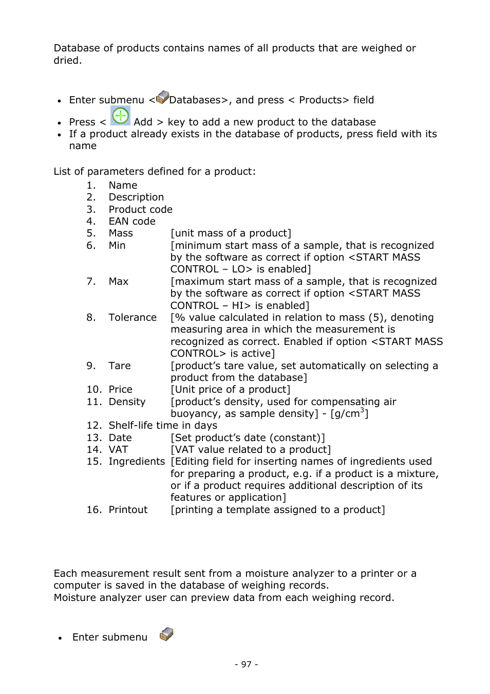 Weighing records | RADWAG MA 200.3Y Moisture Analyzer User Manual | Page 97 / 170