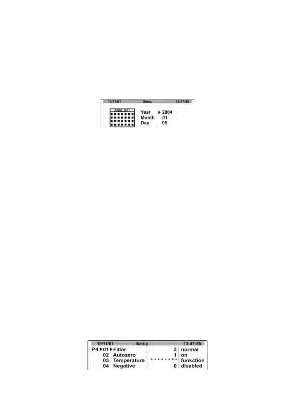 Setting date, Setting displaying criteria for date and time, Setting moisture analyzer operating parameters | Entering menu group p4 readout | RADWAG MAX 60 Moisture Analyzer User Manual | Page 35 / 88