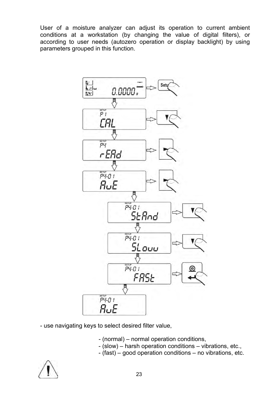 Setting filtering level | RADWAG MAC 210 Moisture Analyzer User Manual | Page 23 / 60