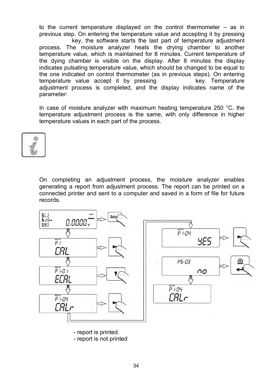 Adjustment report printout | RADWAG MAC 210 Moisture Analyzer User Manual | Page 34 / 60
