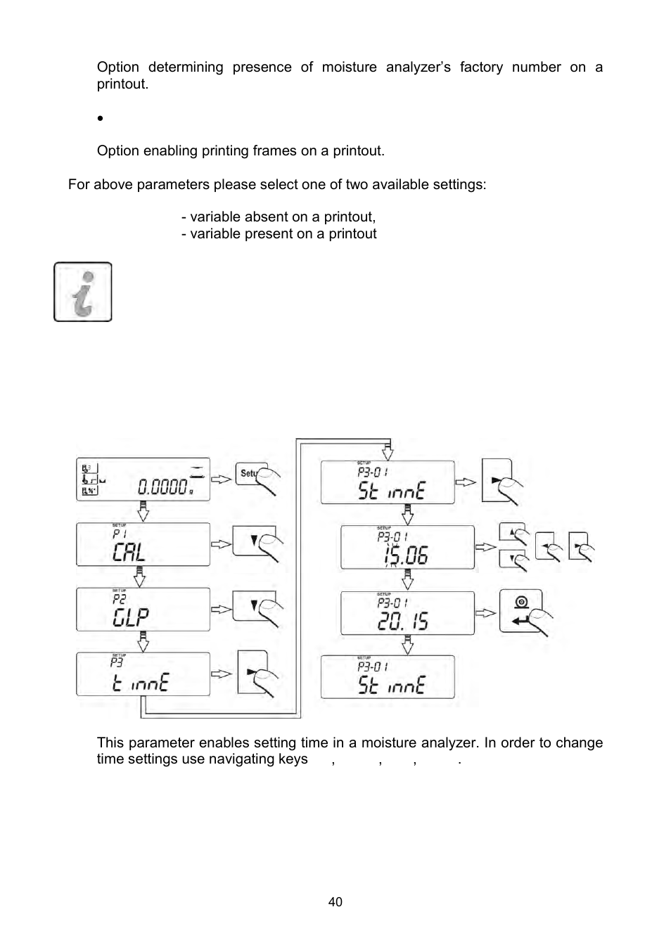 Date and time settings, Setting time | RADWAG MAC 210 Moisture Analyzer User Manual | Page 40 / 60