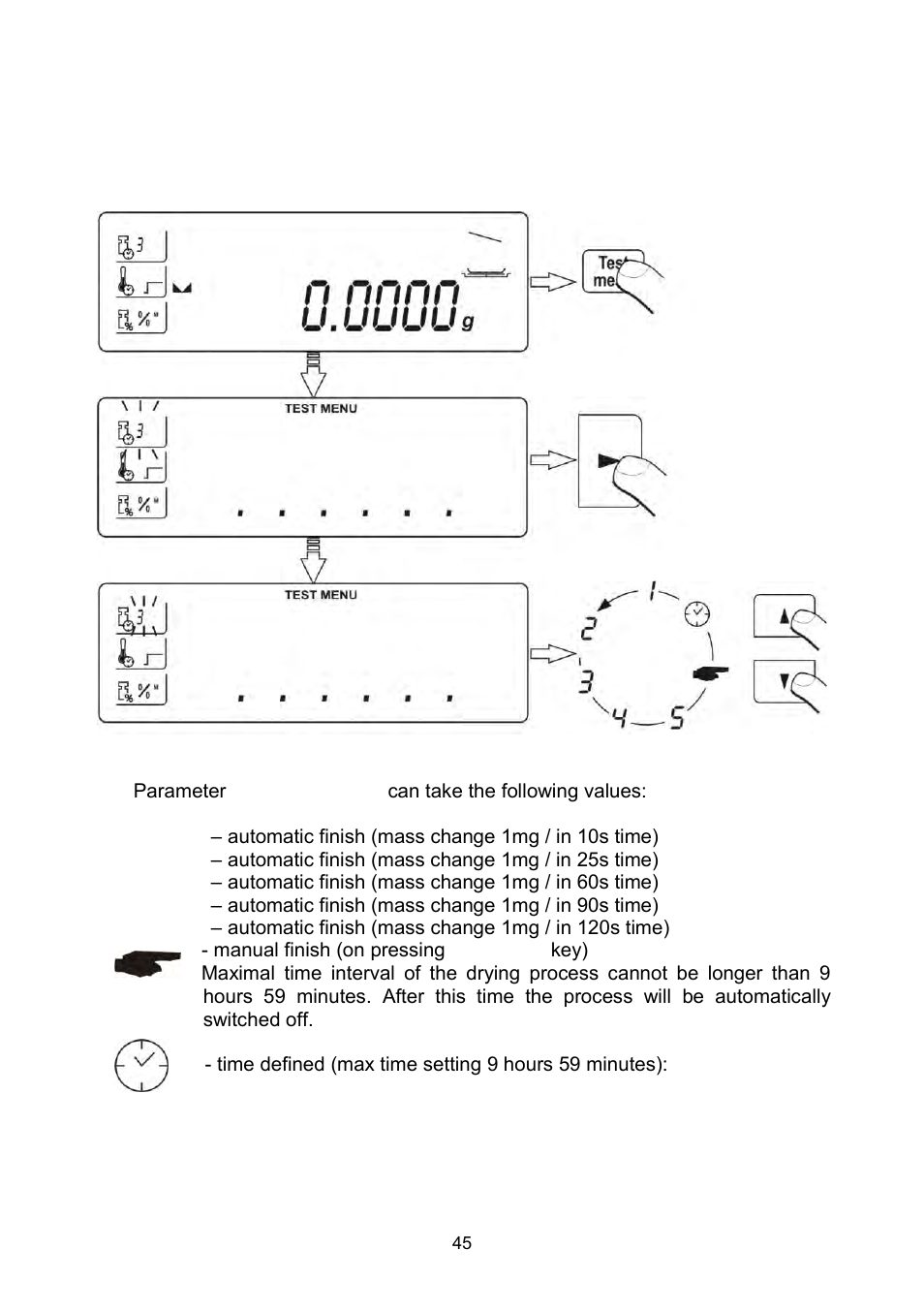 Setting means of auto switch off mode | RADWAG MAC 210 Moisture Analyzer User Manual | Page 45 / 60