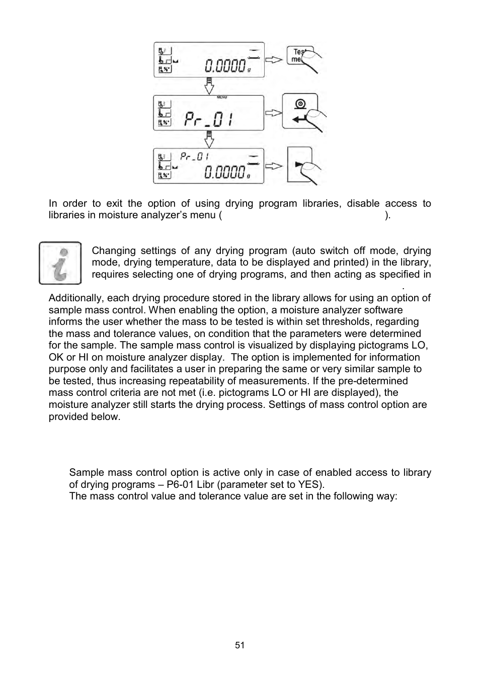 Sample mass control | RADWAG MAC 210 Moisture Analyzer User Manual | Page 51 / 60