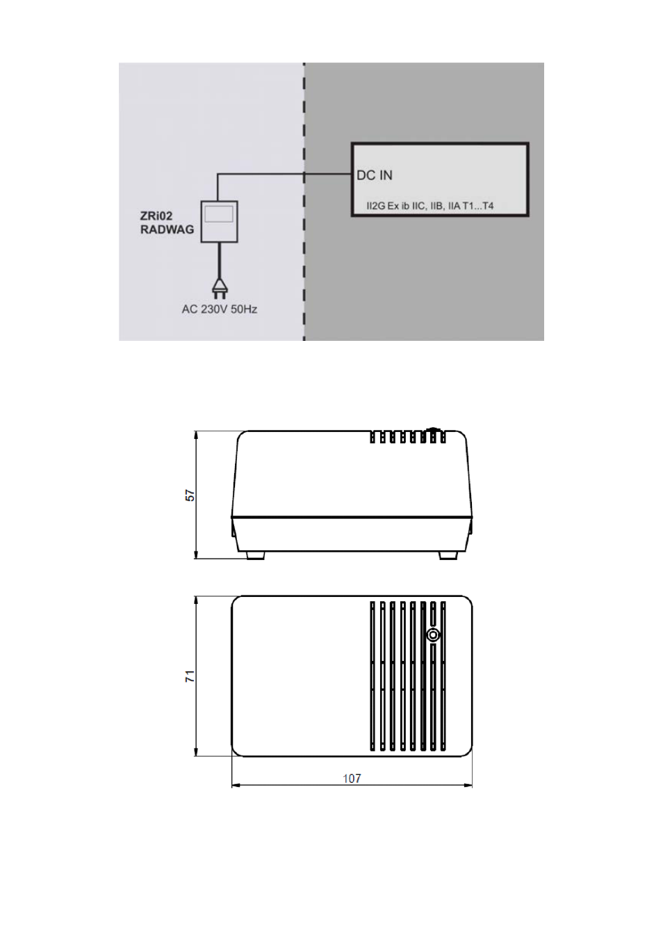 View and dimensions, View and dimensions 6 | RADWAG ZRi02 power supplier User Manual | Page 6 / 12