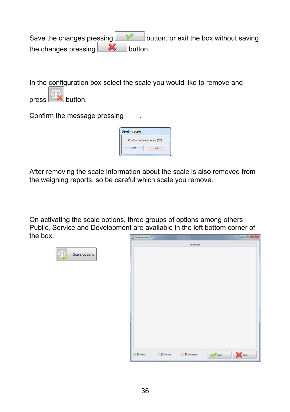3 scale removing, 4 scale options, Scale removing | Scale options | RADWAG E2R Weighing Records User Manual | Page 36 / 56