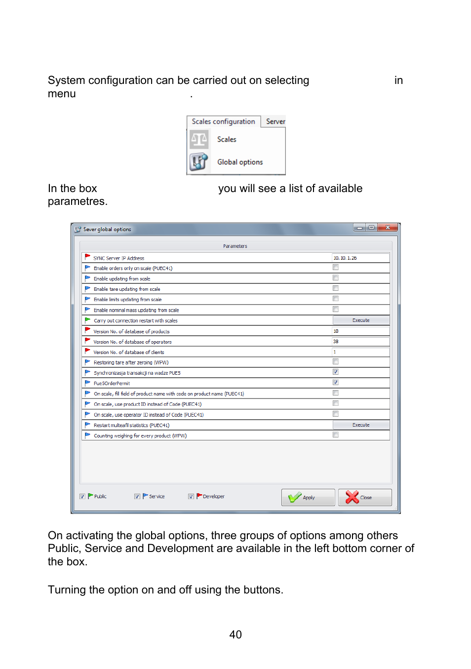 Global options | RADWAG E2R Weighing Records User Manual | Page 40 / 56