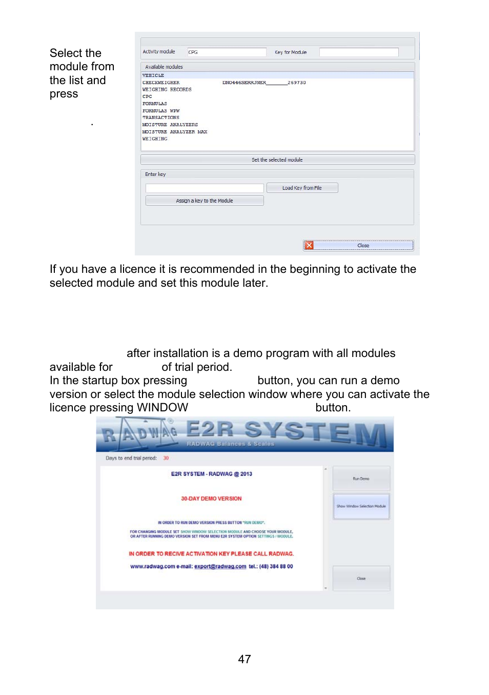Demo box | RADWAG E2R Weighing Records User Manual | Page 47 / 56