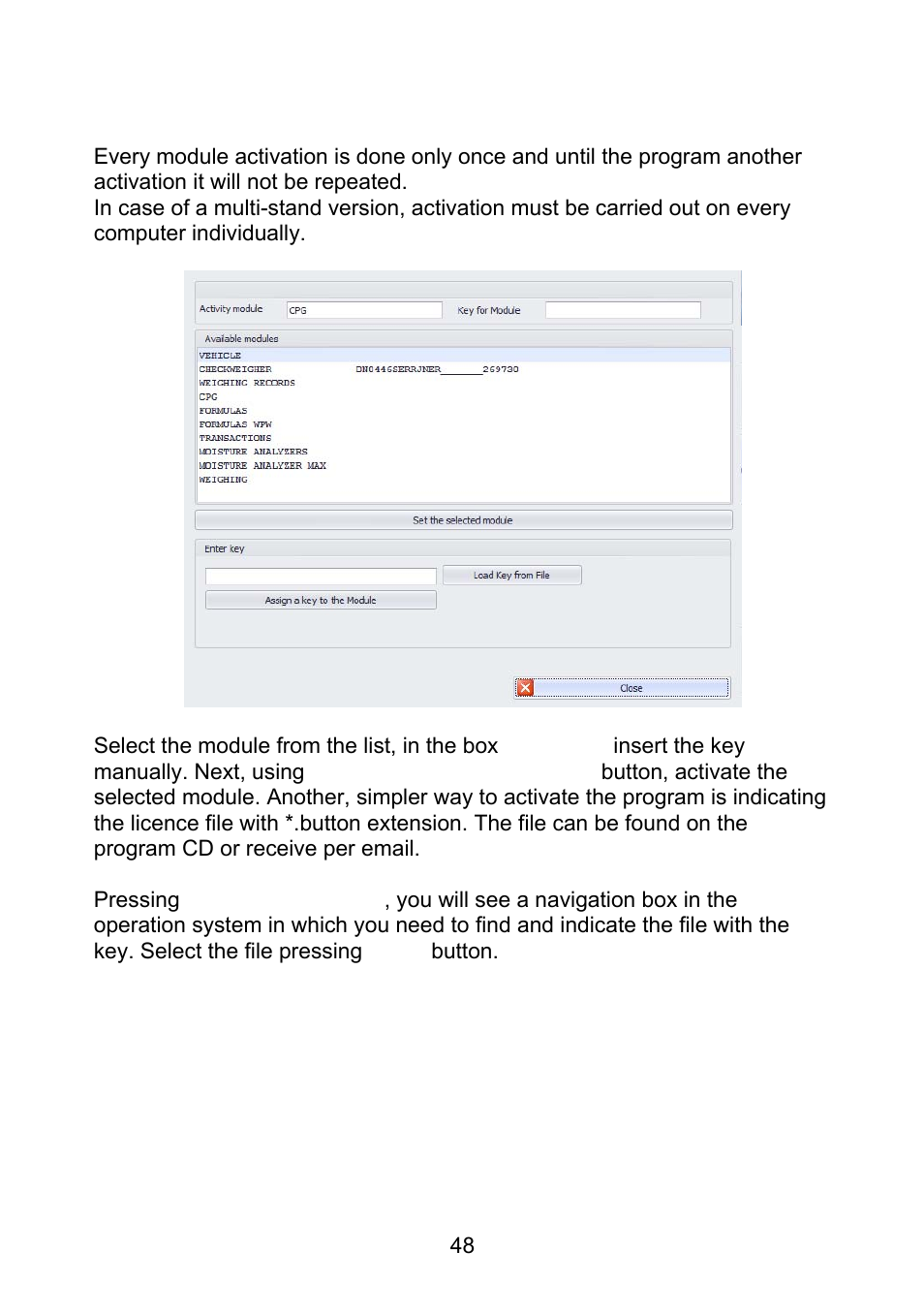 Module activation | RADWAG E2R Weighing Records User Manual | Page 48 / 56