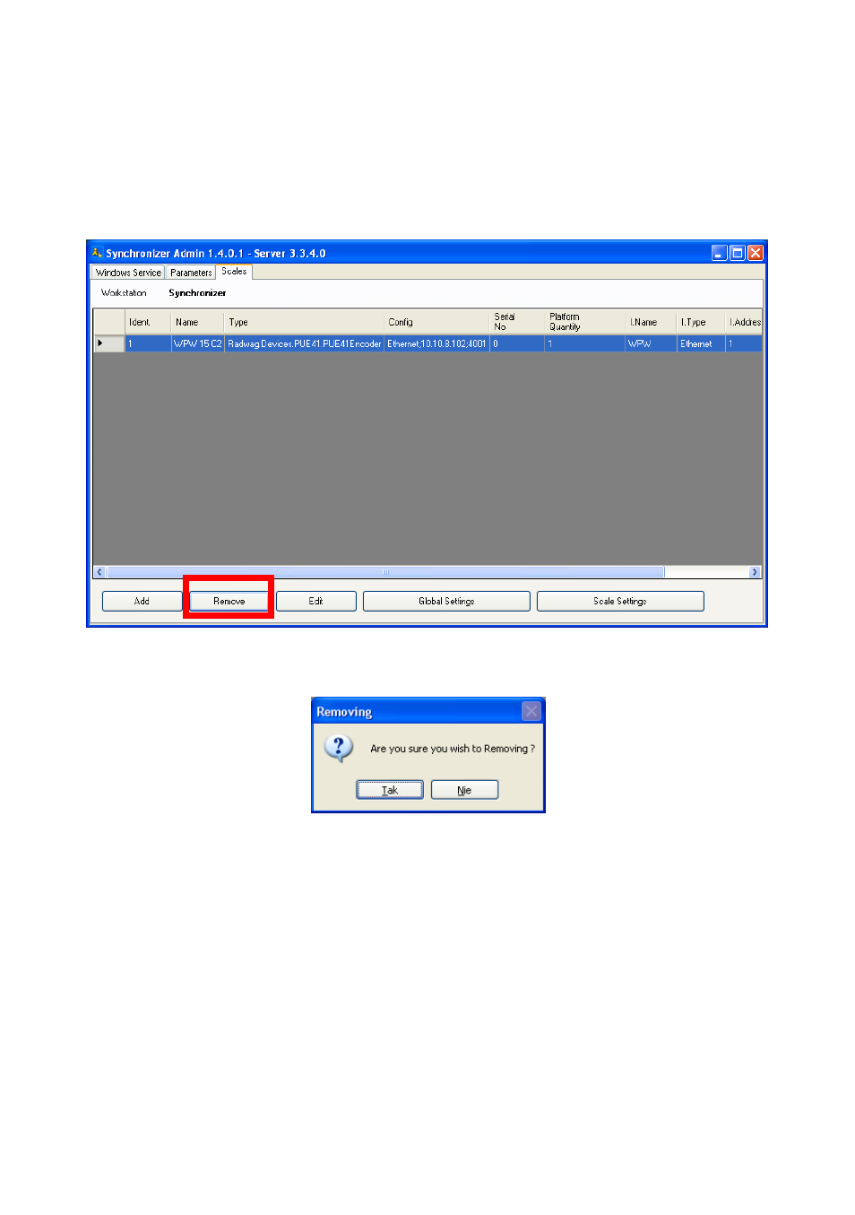 Deleting and editing of existing scale, Global settings and scale settings | RADWAG E2R Weighing Records User Manual | Page 16 / 59