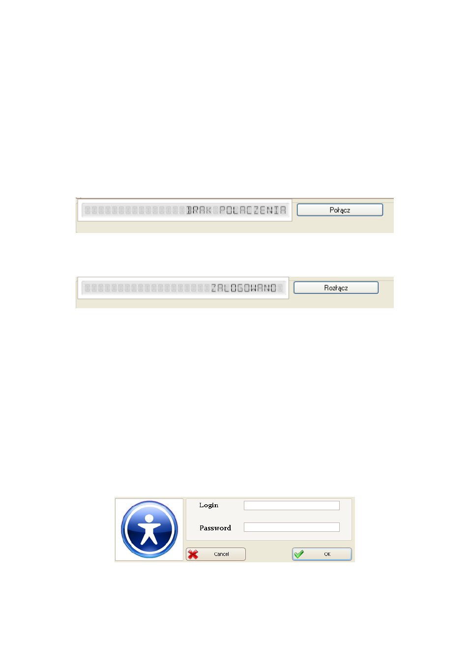 Show / hide the panel of connection with server, E2r weighing records, Starting program | RADWAG E2R Weighing Records User Manual | Page 21 / 59