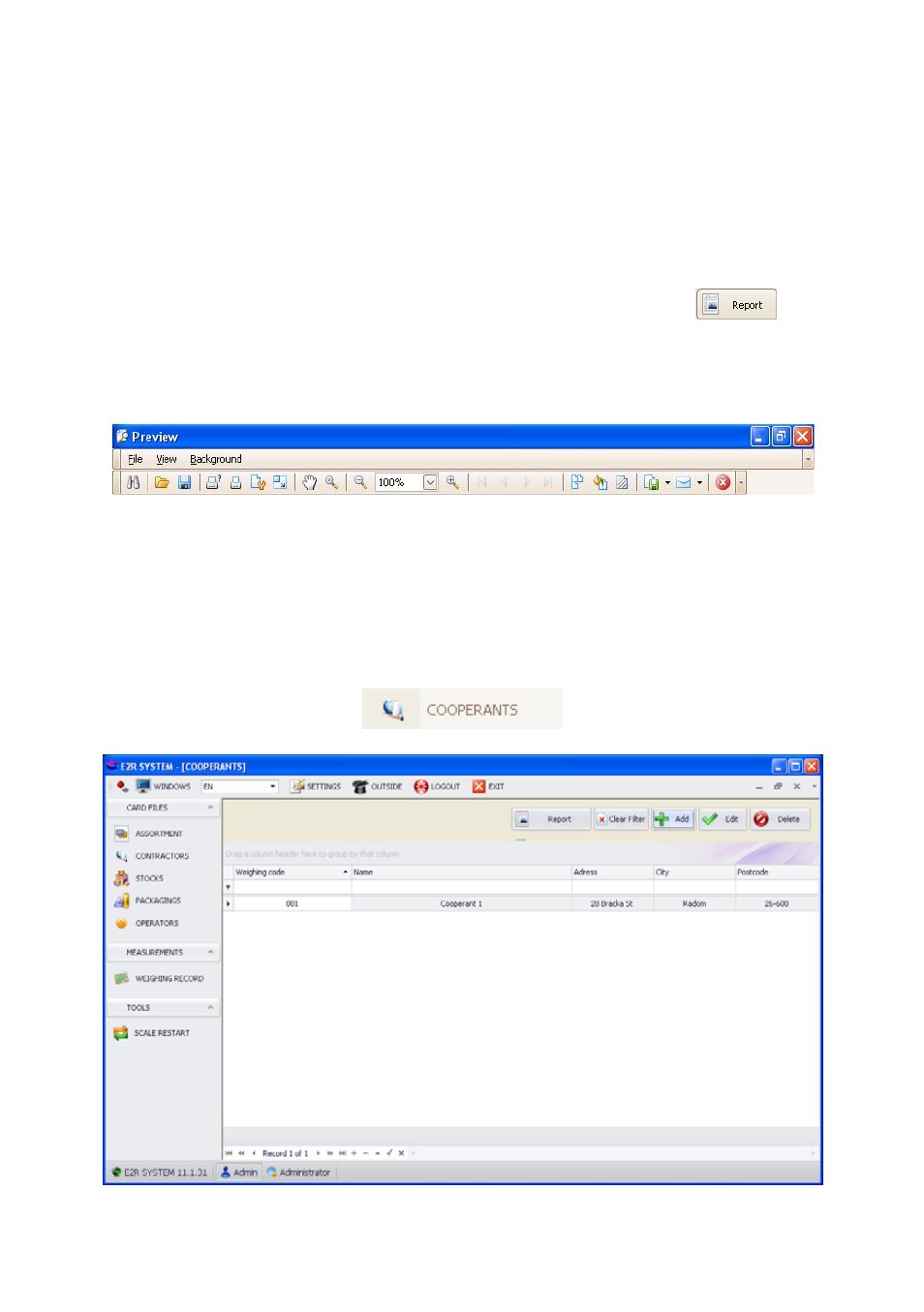 Reports from products, Contractors | RADWAG E2R Weighing Records User Manual | Page 40 / 59