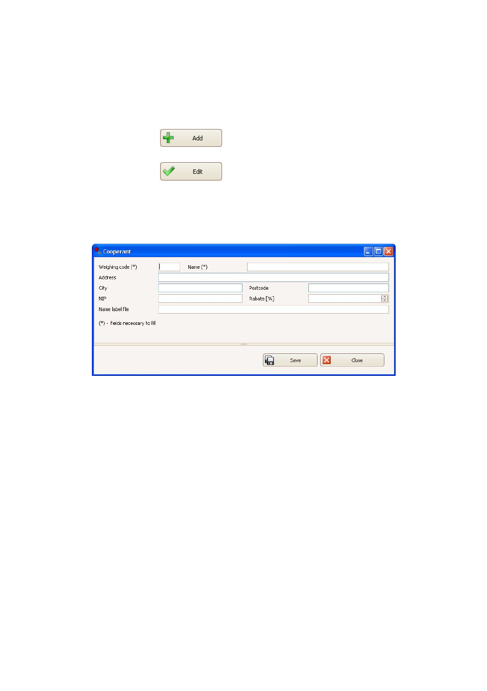 Adding / editing contractors | RADWAG E2R Weighing Records User Manual | Page 41 / 59