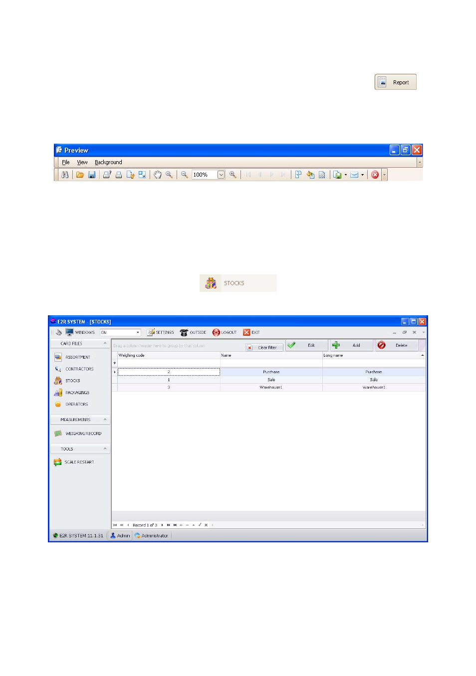 Reports from contractors, Stocks | RADWAG E2R Weighing Records User Manual | Page 43 / 59