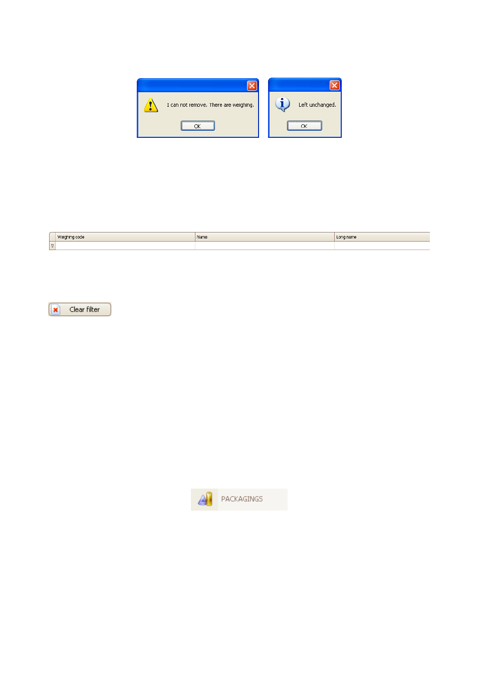 Filtering and searching stocks, Packagings | RADWAG E2R Weighing Records User Manual | Page 45 / 59