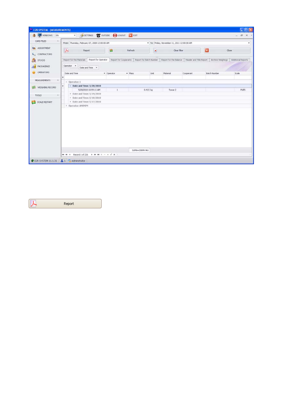 Report for cooperants | RADWAG E2R Weighing Records User Manual | Page 53 / 59
