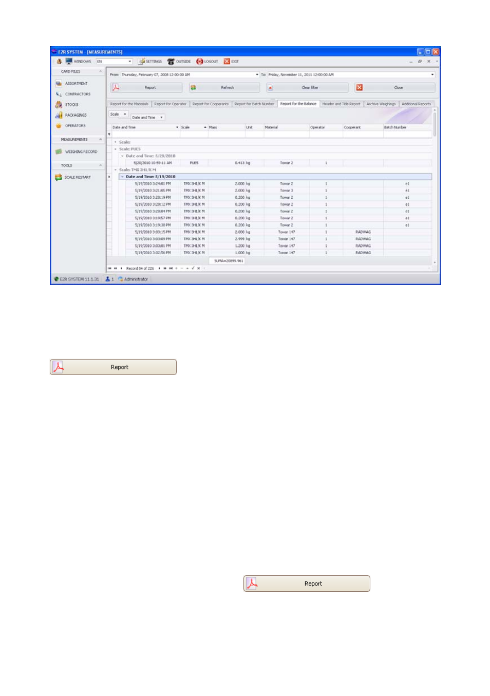 Header and report title | RADWAG E2R Weighing Records User Manual | Page 56 / 59