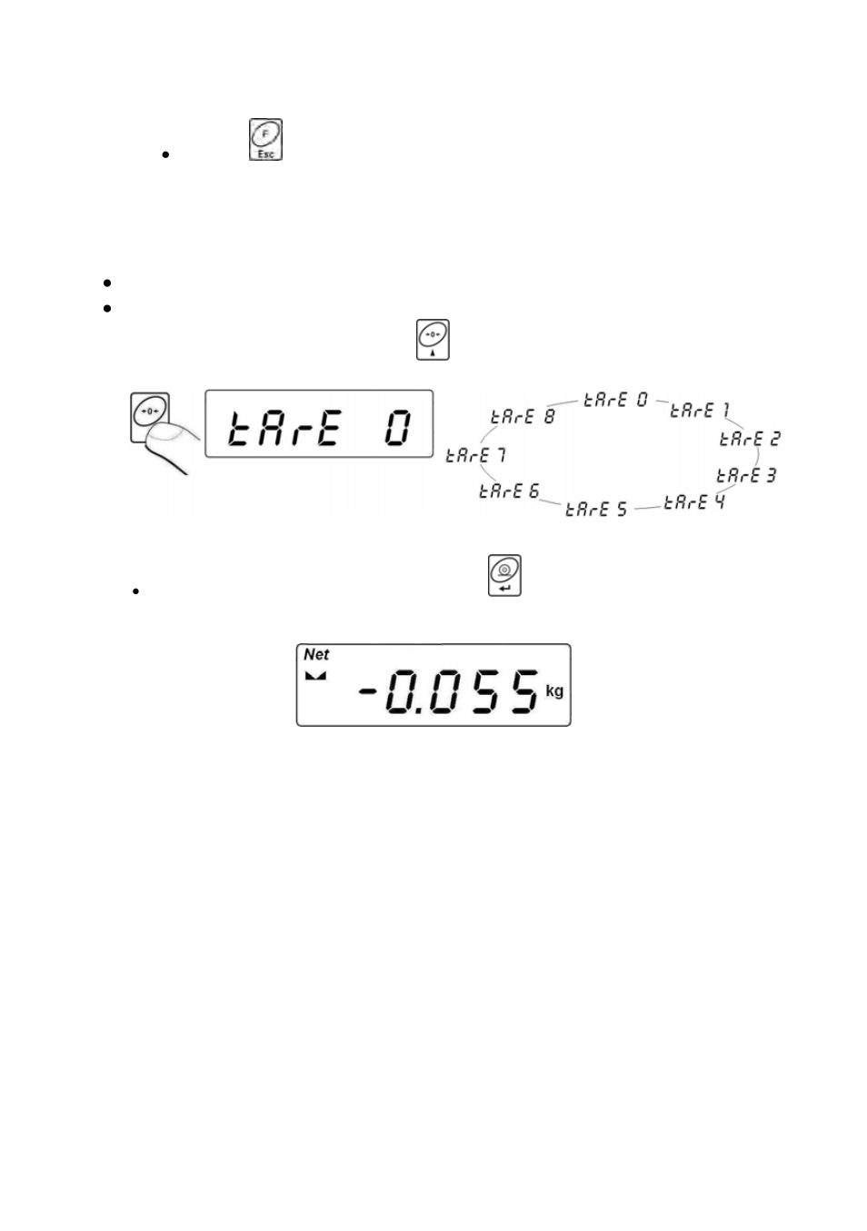 Selecting a tare value from the memory, User calibration | RADWAG PUE C/31H/Z Indicator User Manual | Page 49 / 68