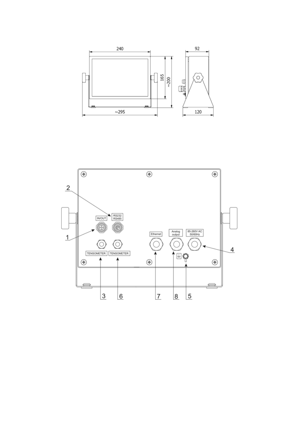Main dimensions, Descripton of connectors | RADWAG PUE C41H Indicator User Manual | Page 10 / 163