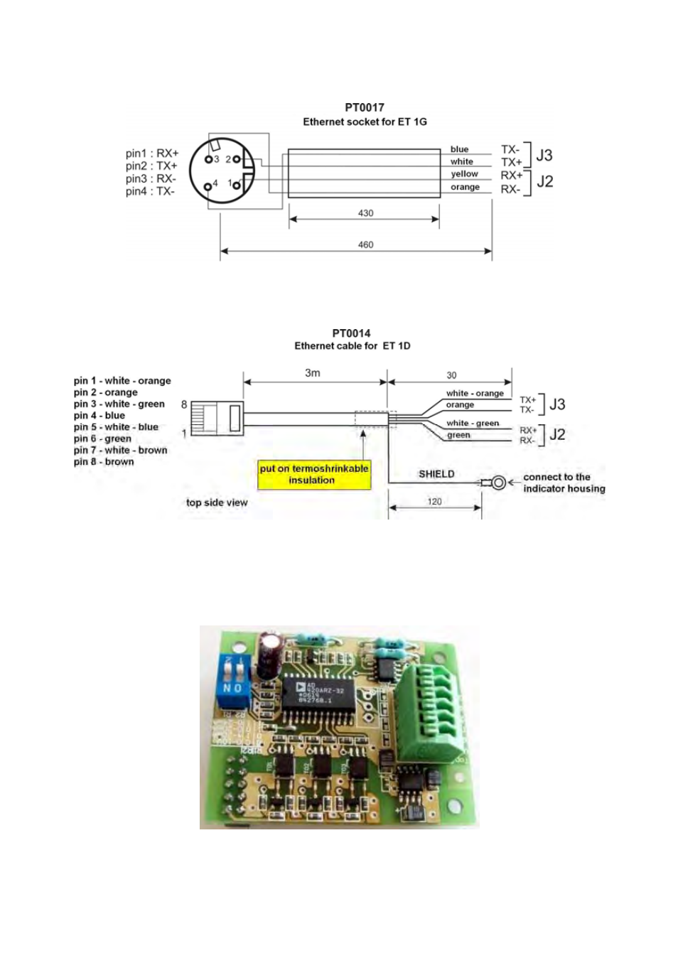 Drawings of sockets and cables for ethernet, Module of analogue outputs | RADWAG PUE C41H Indicator User Manual | Page 119 / 163