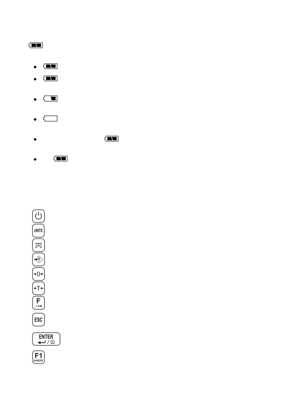 Battery charge indication, Fuctions of keys, Uctions of keys | RADWAG PUE C41H Indicator User Manual | Page 13 / 163